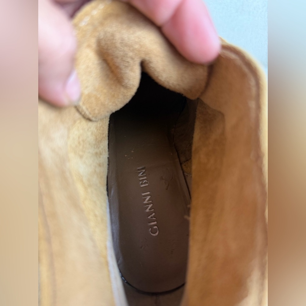 Gianni Bini Camel Suede Wedge Ankle Boots - Picture 8 of 11